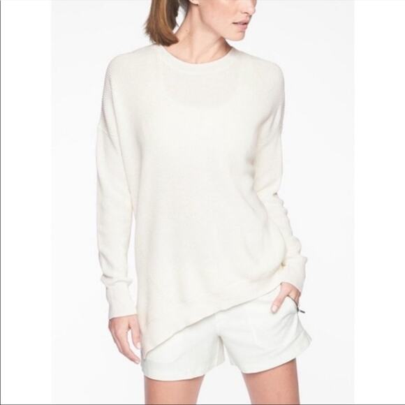 Athleta Rest Day Asymmetric Crewneck Sweater in White Size XS - Picture 1 of 9